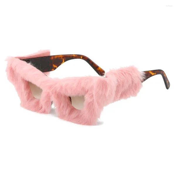 Lunettes de soleil Mosengkw 2024 Creative Design personnalisé en peluche innovant Cat Eye Lunettes Funny Fur Set