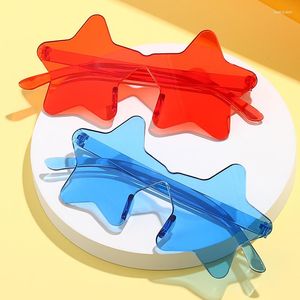 Lunettes de soleil MOSENGKW SIMPLE RIMLless Star Funny Candy Color Luxury Design Party Party