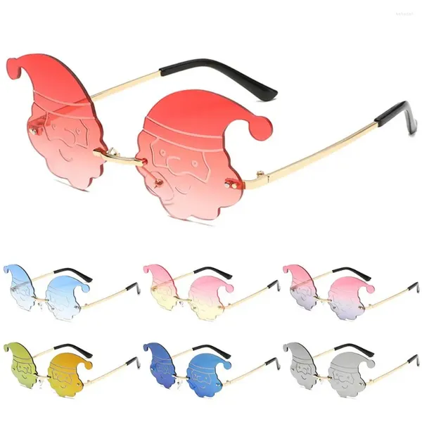 Lunettes de soleil à lentilles multicolores, accessoires de décoration rétro de noël, lunettes en forme de père noël pour femmes et hommes