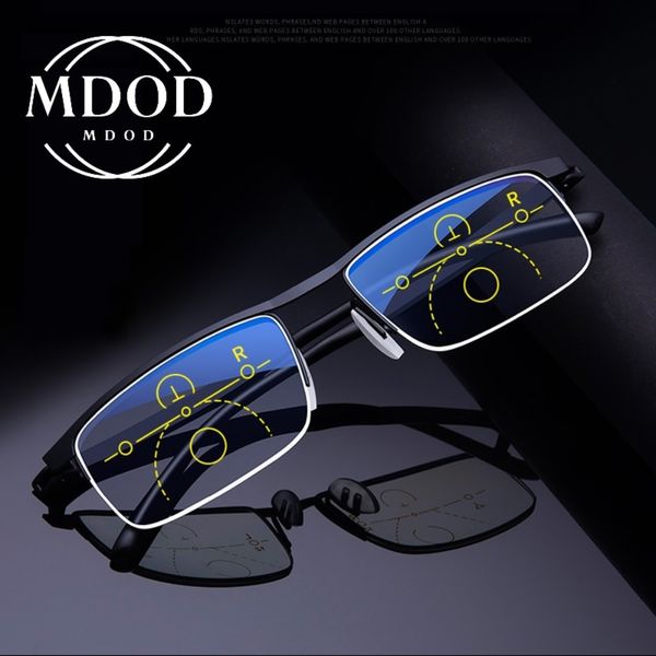 Lunettes de soleil multifocales lunettes de lecture progressives hommes femmes anti-UV bleu protéger les yeux lunettes demi-monture réglage automatique lunettes 230629