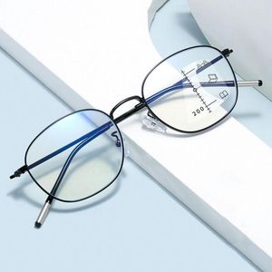 Zonnebril Multifocale Ronde Brillen Blue Ray Blocking Anti-Blauw Licht Leesbril Optische Spektakel Lenzenvloeistof Voor Mannen Vrouwen Kantoor