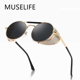 Lunettes de soleil MUSELIFE rétro lunettes De soleil rondes en métal Steampunk hommes femmes marque lunettes De créateur Oculos De Sol nuances Protection UV H24223