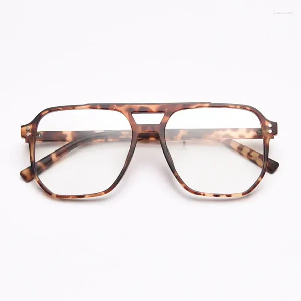 Lunettes de soleil verres myopia hommes femmes vintage les lunettes carrées surdimensionnées cadre à double pont spectacles prescription tortue noire