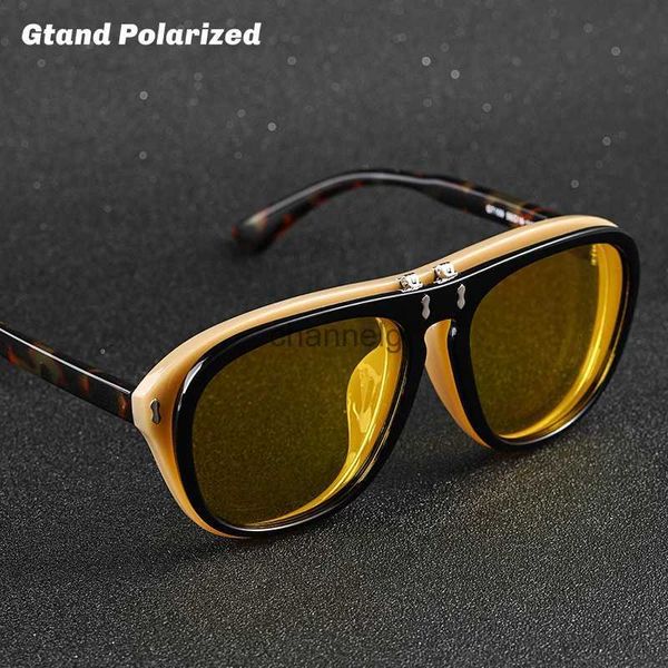 Gafas de sol nd 2021 Moda con estilo Flip Up SteamPunk Estilo Gafas de sol polarizadas Clamshell Diseño de marca de doble capa Gafas de sol GT109 YQ231127