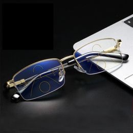 Lunettes de soleil à double usage à double usage des lunettes de lecture multi-focus progressives zoom anti-bleu UV protéger Presbyopic 282a