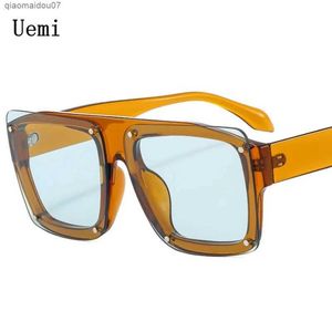 Gafas de sol New Fashion Casual Square Gafas de sol para hombres Vintage Rivet Deluxe Deisgner Gafas de sol Color Shadow UV400 Glassesl2404