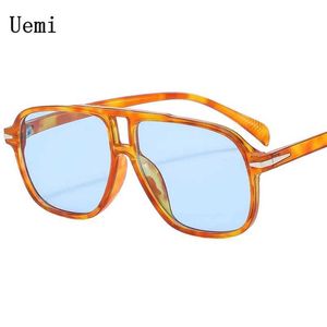 Lunettes de soleil Nouveau rétro hommes lunettes de soleil pilote mode carré double pont super grand cadre ombre UV400 femmes tendance lunettes de soleil en gros J240322