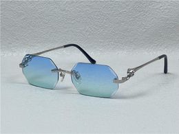 Zonnebrillen nieuwe retro Piccadilly onregelmatige kristal geslepen lens brillen 02818 frameloze dierenpoten mode avant-garde ontwerp uv400 lichtgekleurde decoratieve bril