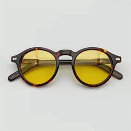 Lunettes de soleil lunettes de Vision nocturne lunettes homme Johnny Depp femme bleu jaune LEMTOSH Vintage acétate rond pilote Shade229A
