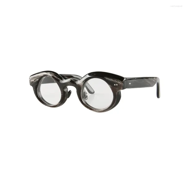 Lunettes de soleil Nilerun Unique Designer japonais fait à la main irrégulière incurvée 3D bord rond épais véritable corne lunettes lunettes lunettes