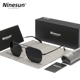 Lunettes de soleil Ninesun Fashion UV400 pour les hommes Femmes Polarized Square Alloy Frame Anti-réflexion Verres Luxury Eyewear