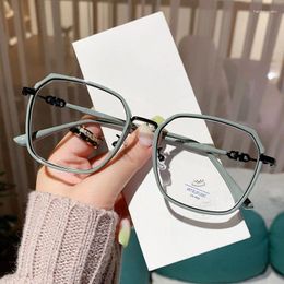 Zonnebrillen Geen diploma anti -blauw lichtglazen groot frame Ultra platte transparante metalen bril vermoeidheid