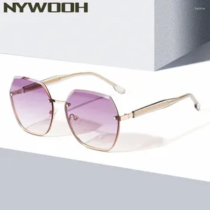 Lunettes de soleil Nywooh Polygon Femmes hommes Fashion Sun sans bord de soleil Luxury Tradmage Gradient Shades Eyewear Travel Style UV400