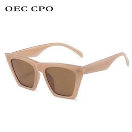 Lunettes de soleil OEC CPO nouvelle mode lunettes de soleil yeux de chat femmes marque de mode lunettes de soleil design femme tendance nuances marron lunettes UV400 O947L2403