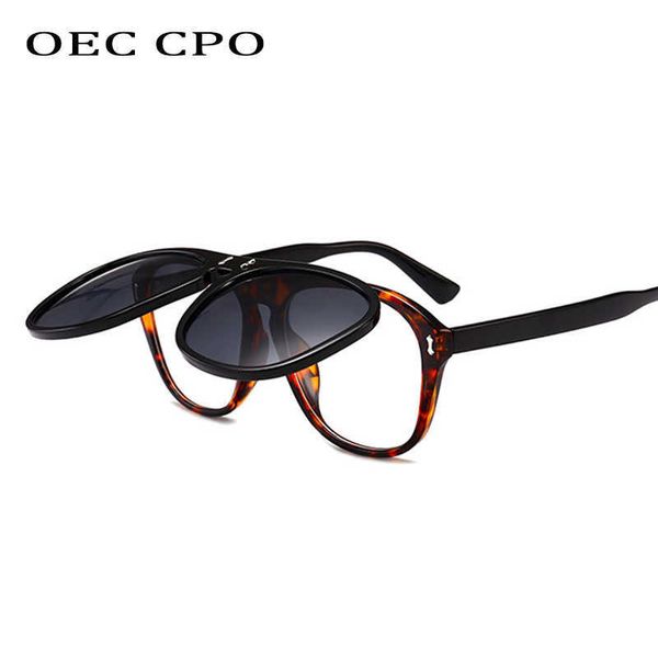 Gafas de sol OEC CPO Gafas de sol cuadradas de gran tamaño Mujer Personalidad Flip Up Gafas de sol grises Hombres Gafas dobles unisex Gafas UV400 O215 G230225