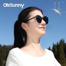 Lunettes de soleil ohsunny classique pliage metal femmes hommes mode mode de protection solaire en plein air uv400 pour la randonnée de camping