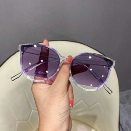 Zonnebrillen oimg nieuwe dames zonnebrillen modemerk ontwerper cat eye vrouwelijke gradiëntpunten zonnebrillen grote oculos feminino de sol uv400 p230406