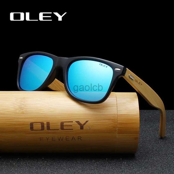 Lunettes de soleil Brand Oley Bamboo jambe polarisée Sunglasses Men Classic Square Goggle Fashion Retro Females Sun Per personnalisables YZ2140 24412