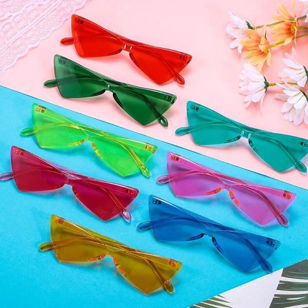 Gafas de sol Triángulo de una pieza Divertidas sin montura Color caramelo Tonos Coloreados Gafas de sol transparentes para adultos