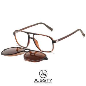 Lunettes de soleil Lunettes de prescription optique hommes UV400 Clip magnétique polarisé sur les lunettes de soleil Myopie Progressive Multifocal Eyeglass Male Brand 240423