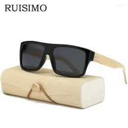 Gafas de sol originales de bambú de madera para hombres y mujeres, gafas de sol con espejo UV400, gafas de sol de madera auténtica, gafas doradas y azules, gafas de sol para hombre