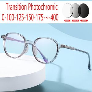 Lunettes de soleil Femmes rondes extérieures TR90 HOMMES MYOPIE OPTIQUE Lunettes Médies Pochromic Prescription Diopter FML 296X