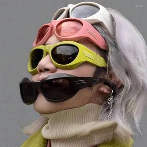 Gafas de sol deportivas al aire libre para mujer 2000S 90S, gafas de sol estéticas Y2K para hombre, gafas de sol Vintage a la moda, gafas Punk amarillas y rosas