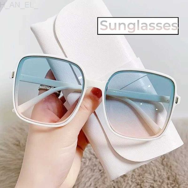 Lunettes de soleil d'extérieur UV400 mètres, carrées, décoration dégradée, noires, transparentes, tendance, résistantes aux UV, rétro, L24312