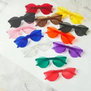 Gafas de sol Forma ovalada Mujeres Marco sin montura Tinte Lente transparente Gafas de sol coloridas Mujer Rojo Rosa Amarillo Sombras Viajes