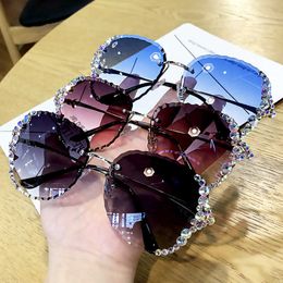 Gafas de sol de gran tamaño, gafas de sol redondas con diamantes de imitación para mujer 2022, gafas de sol Vintage con degradado para mujer, gafas de sol Lunette De Soleil Pour Femmes 2022 G230131