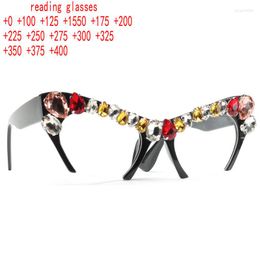 Lunettes de soleil surdimensionnées Bling strass lunettes de lecture femmes oeil de chat diamant Anti lumière bleue presbytie ordinateur lunettes XN