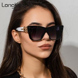 Gafas de sol de gran tamaño con patas de cadena de ojo de gato para mujer, marca de moda 2022, gafas de sol cuadradas con montura grande, gafas de sol Retro de moda para hombre, gafas de ojo de gato