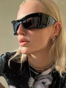 Zonnebril Oversized Flat-top Frame Steampunk Persoonlijkheid Vrouwen Mannen Trendy Hip Hop Rijden Sport Zonnebril Gafas De Sol Mujer