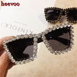 Zonnebrillen Oversized frame vierkante zonnebrillen dames diamantglazen merkontwerper mode zonnebril UV400 tinten voor vrouwen 230511