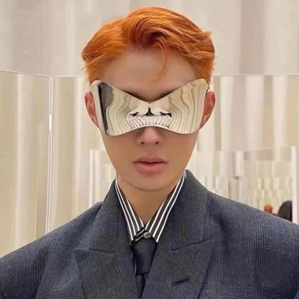 Lunettes de soleil surdimensionnées bouclier futuriste pour hommes femmes Alien Wrap autour de la mode masque visière lunettes de soleil