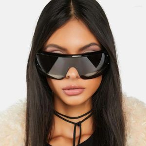 Lunettes de soleil surdimensionnées Punk Sport femmes hommes marque concepteur noir lunettes une pièce lunettes de soleil UV400 coupe-vent lunettes de mode