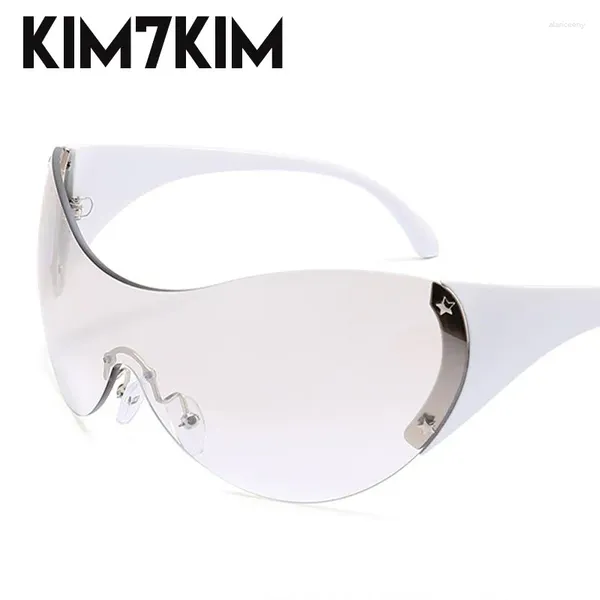 Gafas de sol de gran tamaño sin montura Y2k Star para mujer, gafas de sol Punk de una pieza a la moda, gafas deportivas para hombre, gafas de sol de esquí futuristas 2024