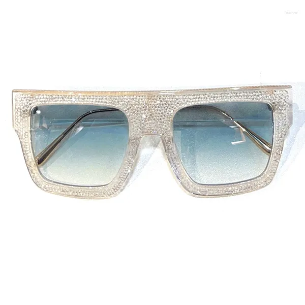 Gafas de sol de gran tamaño cuadrado diamante mujeres hombres moda diamantes de imitación gafas de sol señora diseñador gafas UV400