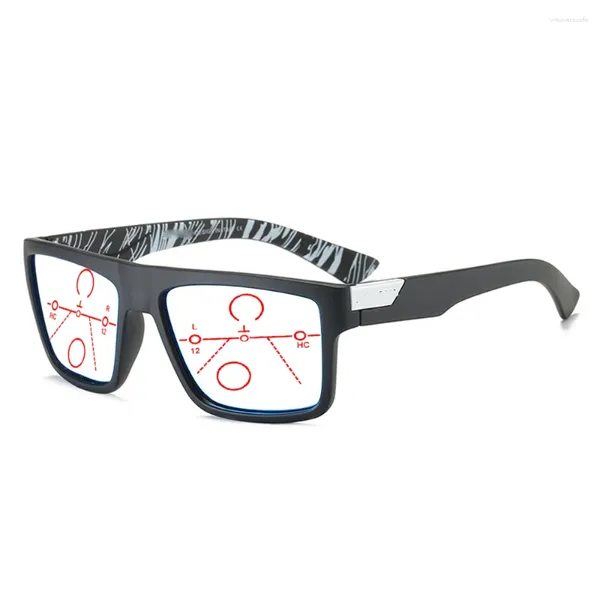 Lunettes de soleil surdimensionnées carrées TR90 HOMMES Sports Lunettes de lecture multifocales progressives 0,75 1 1,25 1,5 1,75 2 2,25 2,5 2,75 à 4