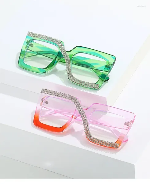 Lunettes de soleil surdimensionnées carrées pour femmes, montures transparentes, lentilles optiques noires, grandes lunettes