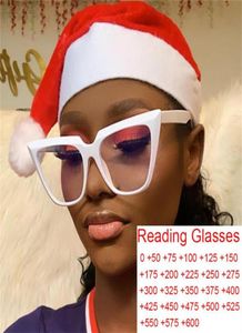 Lunettes de soleil surdimensionnées blanches Cat Eye Lunes de lecture Femmes pour l'hyperopie Vision transparente Clean Lens Presbyopia oculos de grau3899921