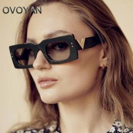Sonnenbrille OVOYAN 2023 Rechteck Retro Frauen Hohe Qualität Brillen Kleine Gläser Frauen/Männer Punk Gafas de Sol Hombre
