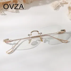 Lunettes de soleil Ovza Fashion Rectangle Eyeglass Men de lunettes Rimles Femme Femmes Blue Blocking S0054