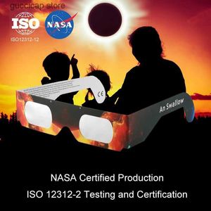 Lunettes de soleil en papier à éclipse solaire, certifiées CE ISO, sans danger pour la visualisation directe du soleil, Y240318