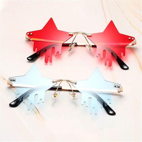 Lunettes de soleil Party Favors Lunettes Star Shape Halloween Pentagram Rimless Droplet Sun