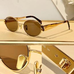 Zonnebril Party Kleine Gouden Ovale Frame Shades Metaal voor Vrouwen Esthetische Merk Designer Unisex Gekleurde Zomerzonnebril