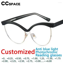 Lunettes de soleil PB57462 Fashion Half-Frames Pochromic Anti Blue Light Presbype Eyeglass Spring Hinge Cat Eye Reading Lunes 50-600