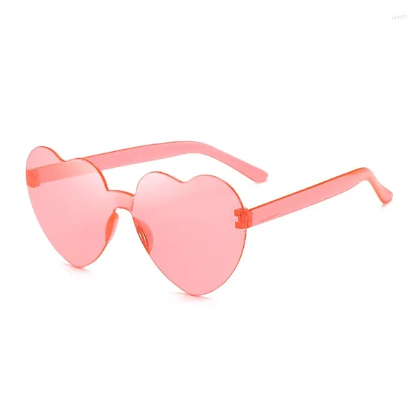 Lunettes de soleil Peach Heart Love Jelly Color Type sans cadre Lunettes une pièce éblouissantes