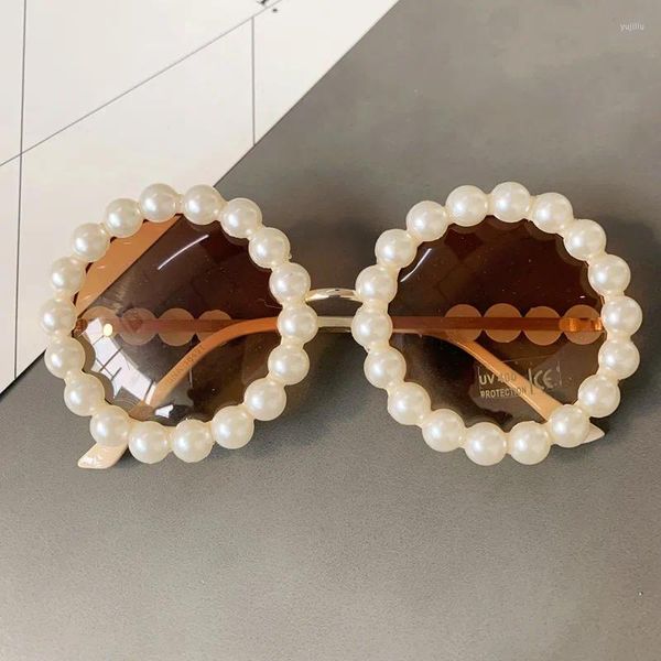 Lunettes de soleil perle ronde femmes petit cadre ovale vintage designer élégant rétro steampunk hommes