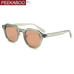 Lunettes de soleil Peekaboo style coréen lunettes de soleil rétro pour femmes TR90 monture polygone lunettes de soleil polarisées uv400 mâle vert marron 2023 étéL231214